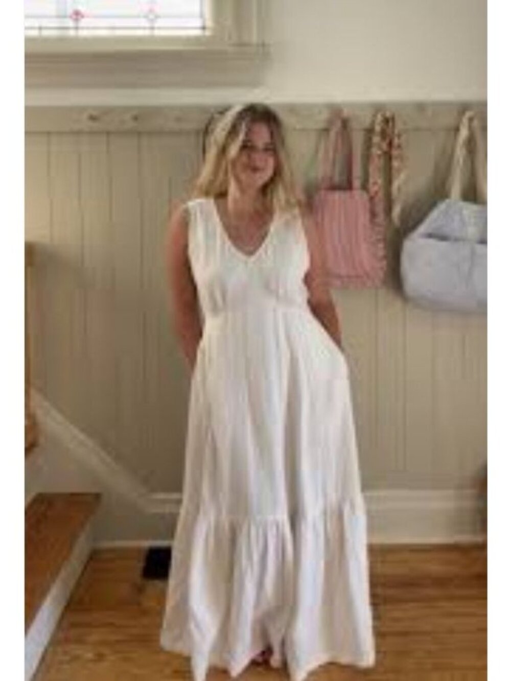 New Pact Organic Cotton Double Gauze Beach To Brunch Dress Medium Ivory MSRP$138 - Picture 4 of 17